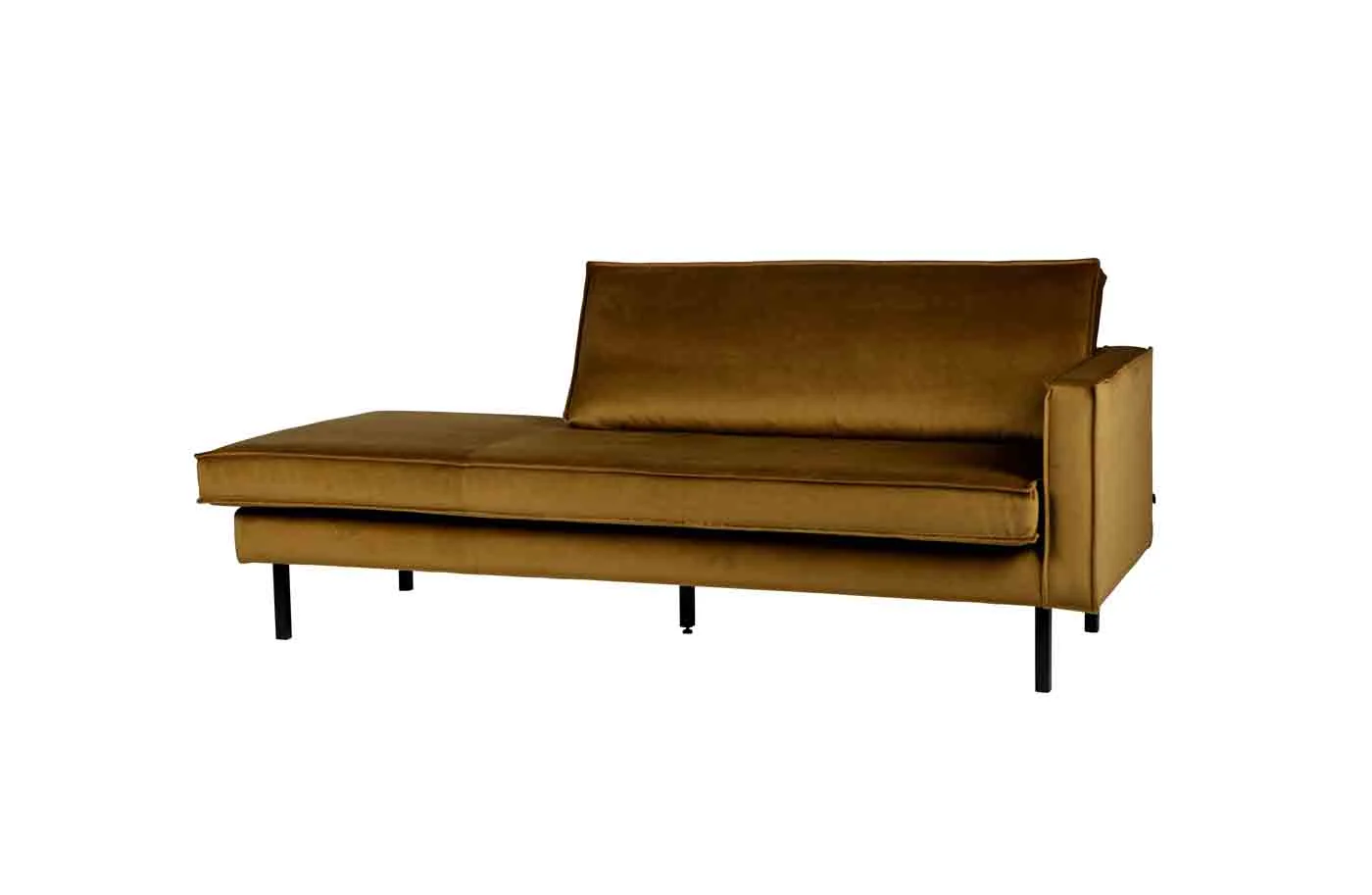 Daybed Recamiere Rodeo aus Samt, modern, rechts, honiggelb, elegantes Design, komfortabel - Woood