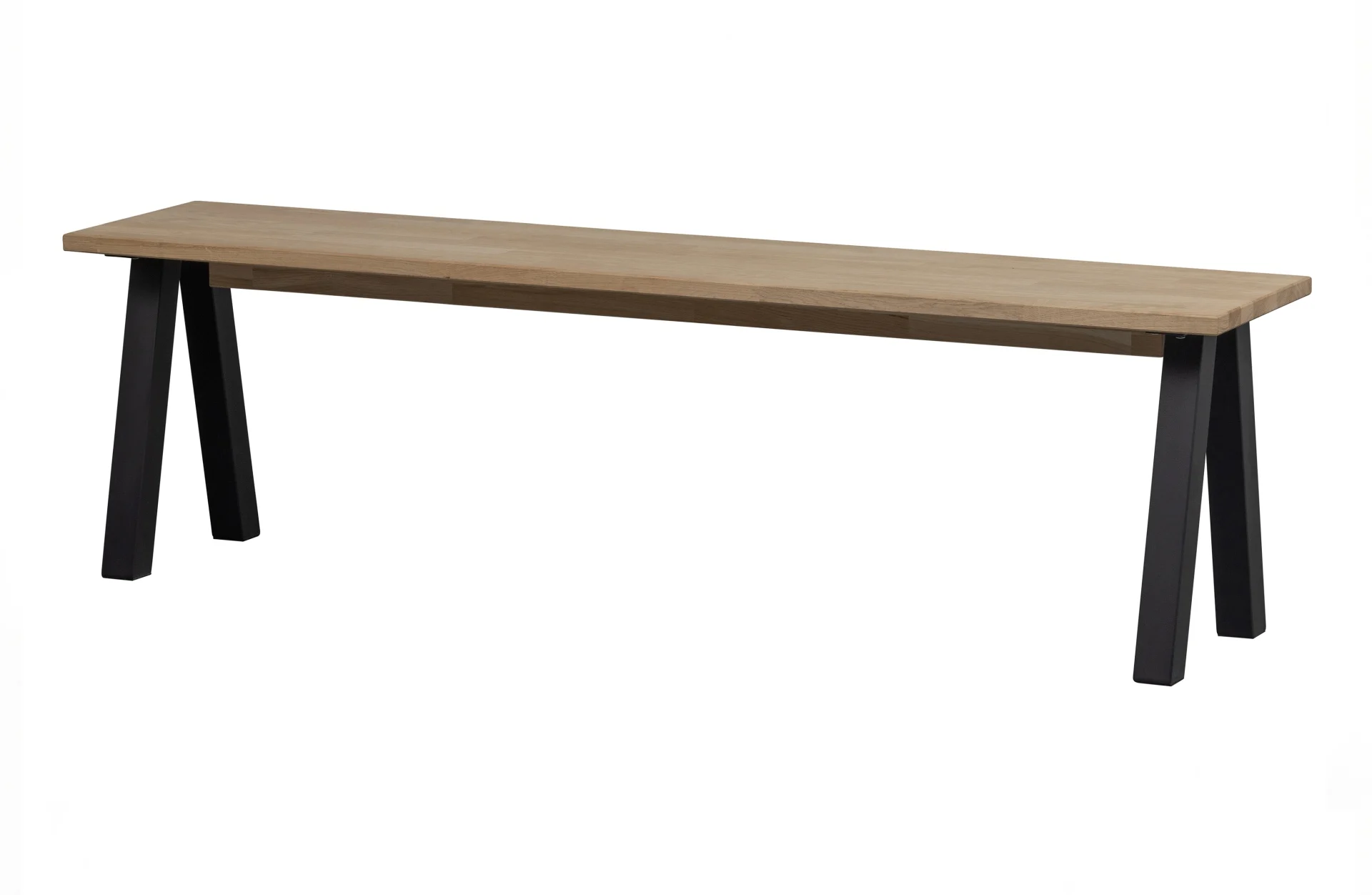 Esszimmerbank Tablo aus Eichenholz, modern, natur, 160 cm, 3-4 Sitzplätze, Metallgestell