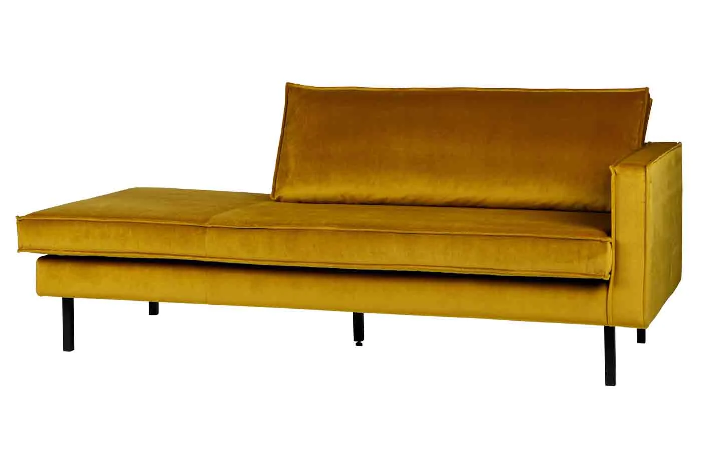 Daybed Recamiere Rodeo aus Samt, modern, ocker gelb, rechts ausgerichtet, elegantes Design - Woood