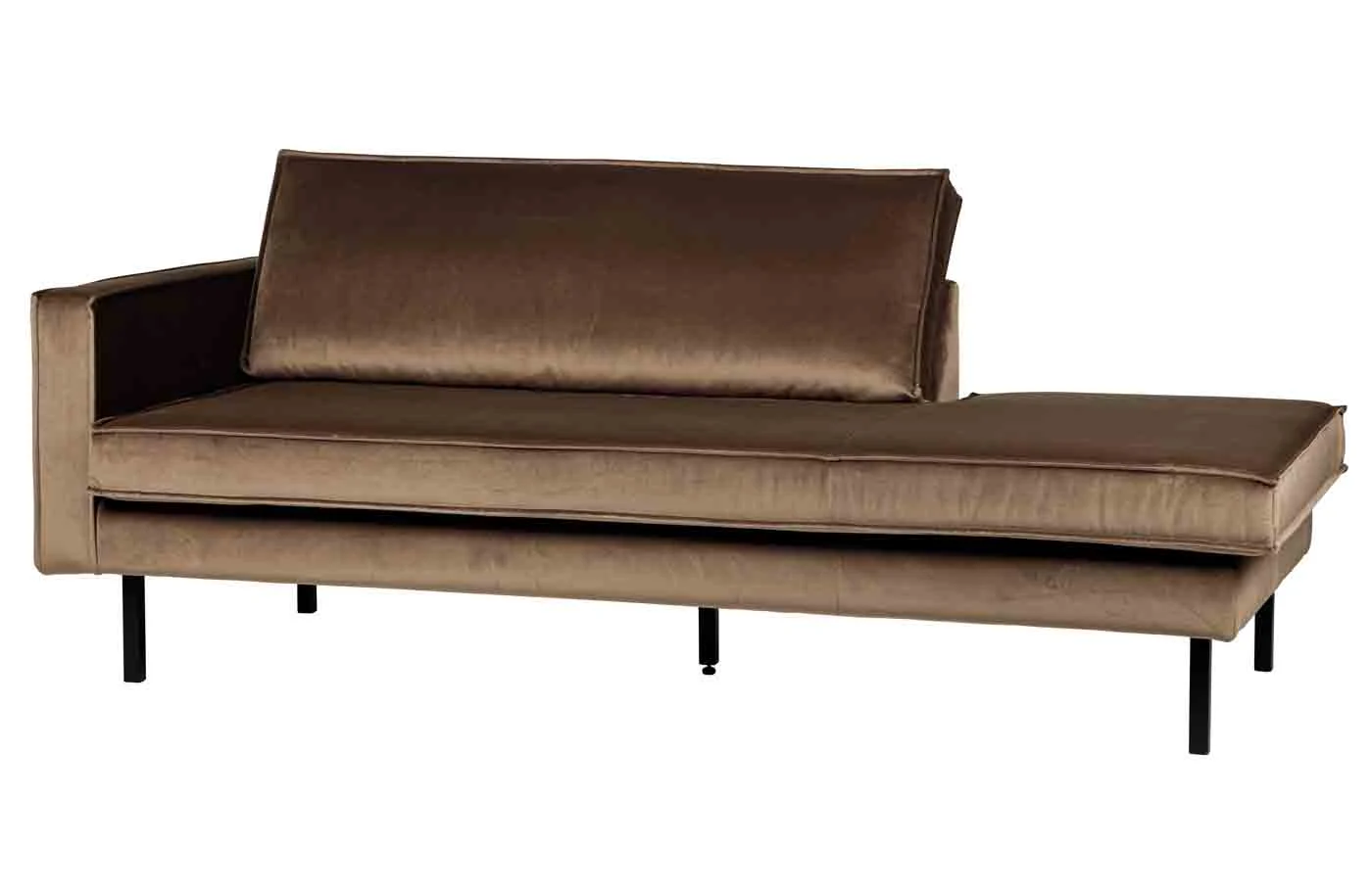 Daybed Recamiere Rodeo aus Samt, modern links, taupe, elegantes Design und Komfort für Dich - Woood