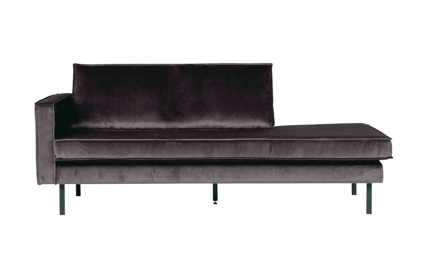 Daybed Recamiere Rodeo Samt, modern und gepolstert, links, anthrazit, elegantes Design - Woood