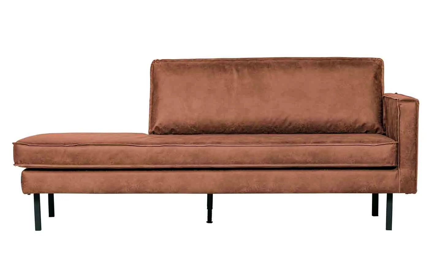 Daybed Recamiere Rodeo Lederoptik, modernes Design, rechts, cognacbraun, gepolstert - Woood