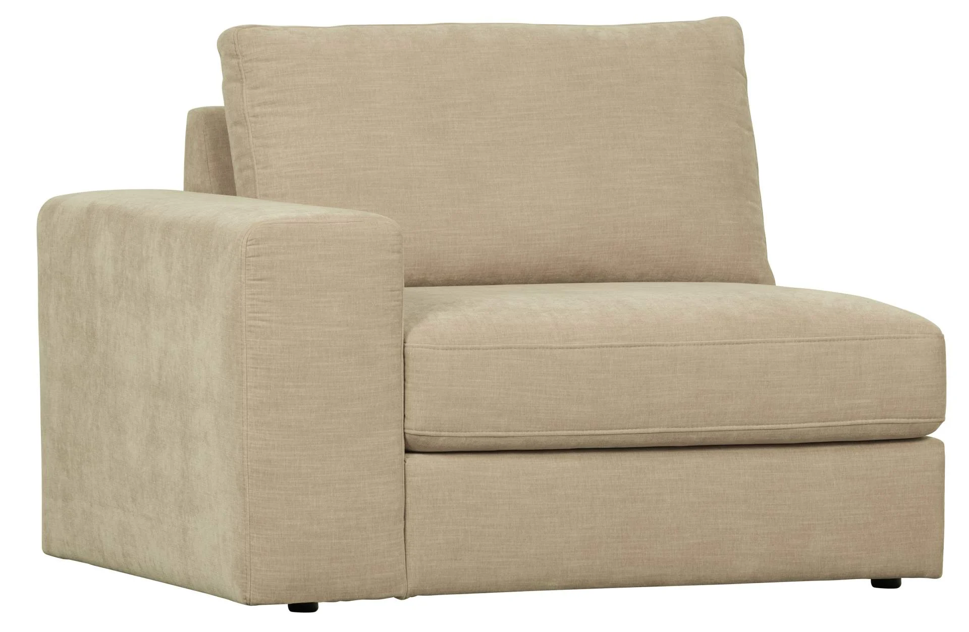 Modulsofa Family 1-Seat Element links, weicher Webstoff, modern, sandfarben, flexibel kombinierbar