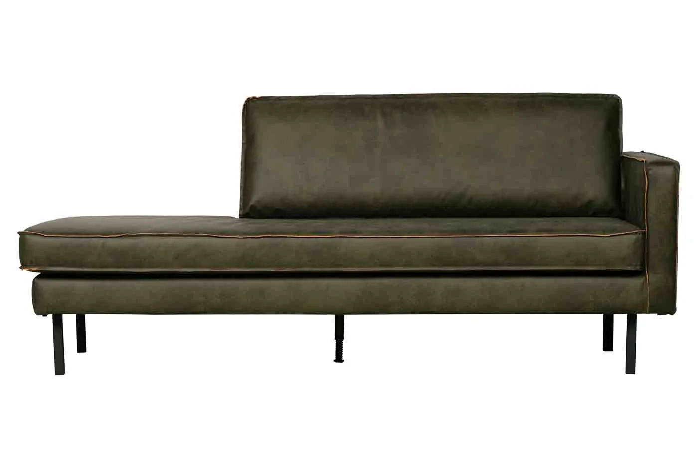 Daybed Rodeo Recamiere in Lederoptik, modern und gepolstert, rechts, grün Army - Woood
