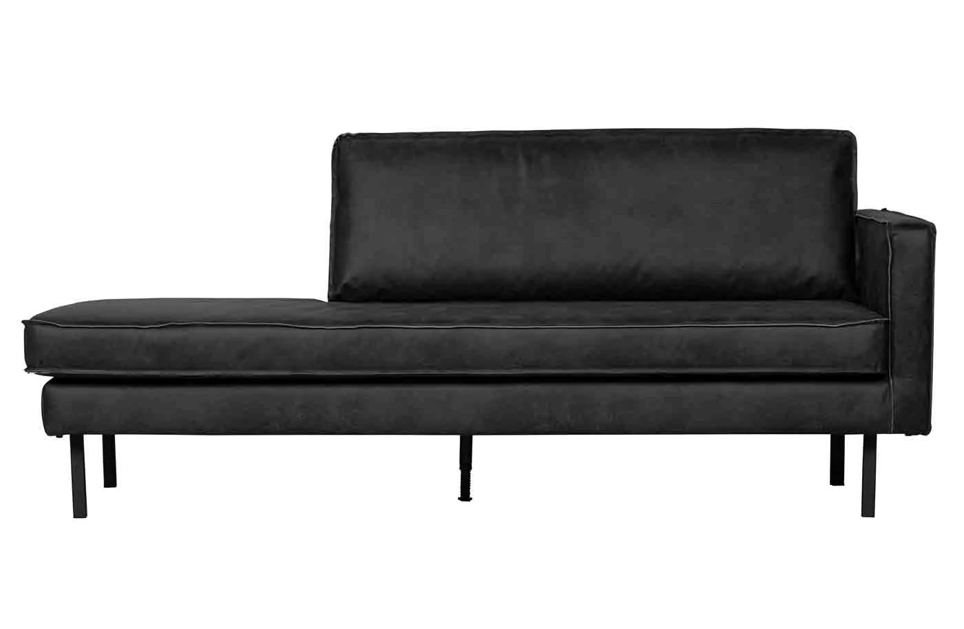 Daybed Rodeo Recamiere Lederoptik, modernes Design, rechts, schwarz, gepolstert - Woood