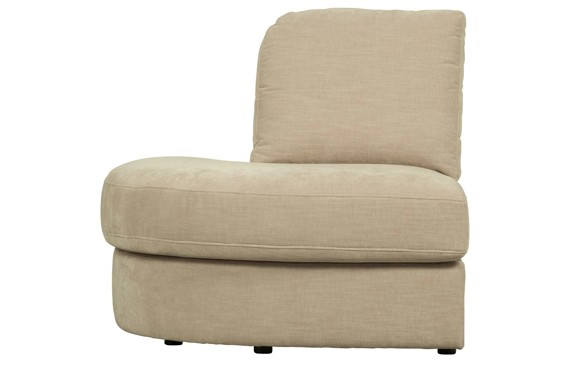 Modulsofa Family 1-Seat Eck-Element, Webstoff modern, Sand, links rund, weich gepolstert