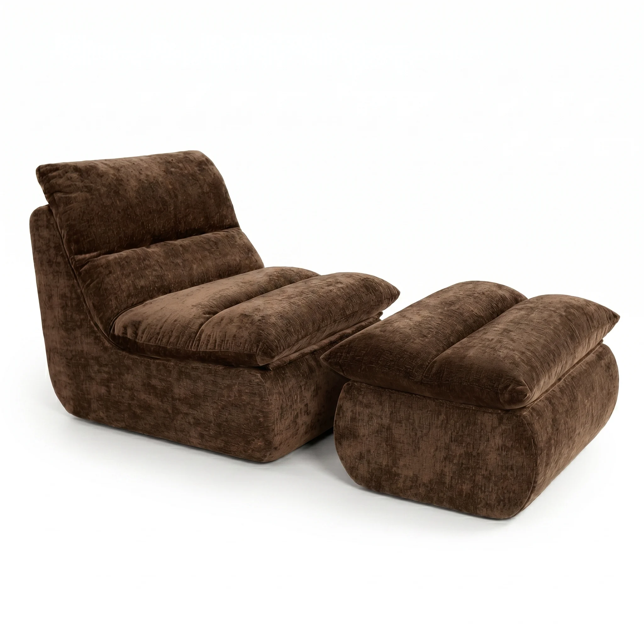 Sessel Marley mit Hocker Chenille Braun - Popsofa
