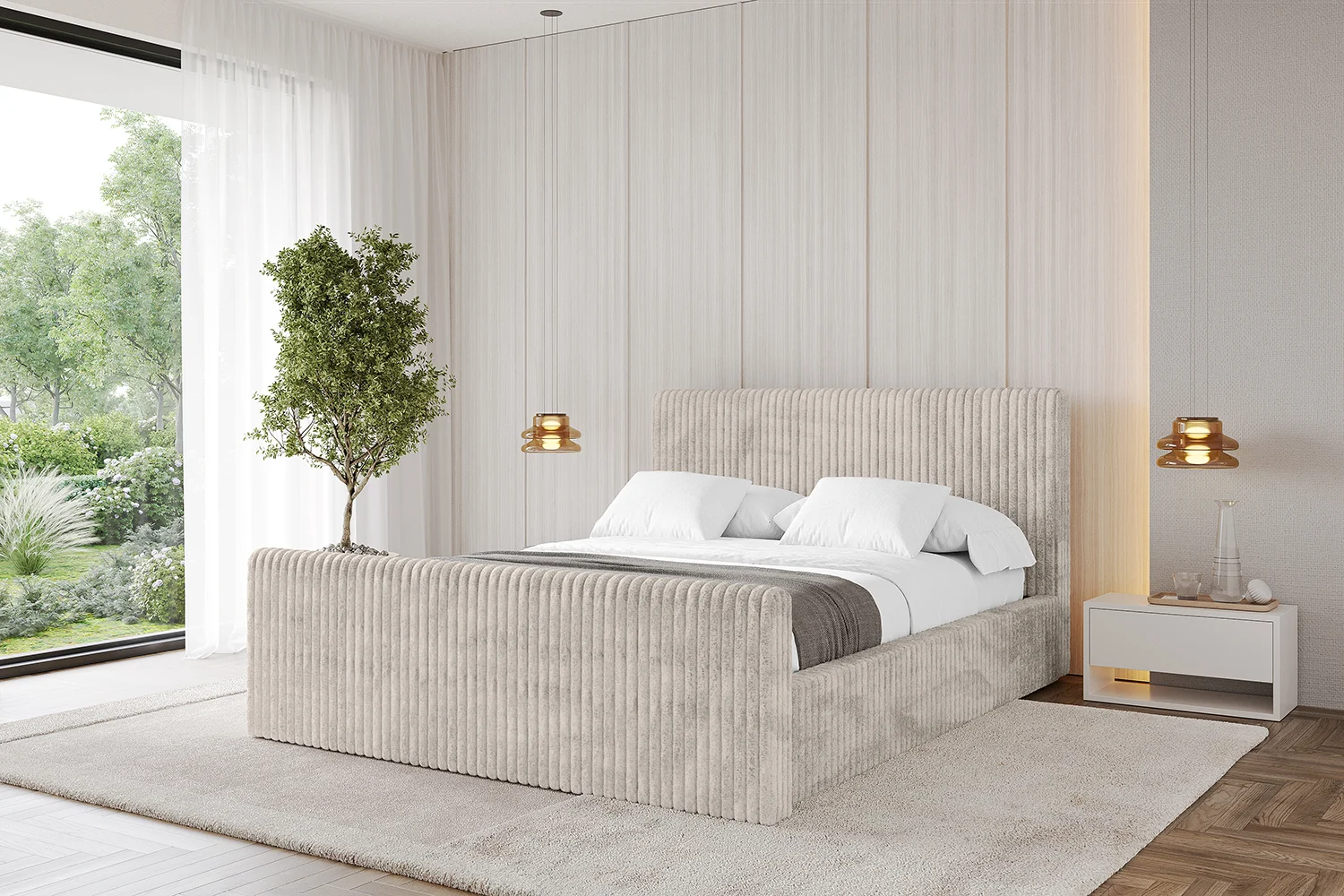 Polsterbett ALOVA-Z-v1 Creme - Tilia 01 120x200 cm