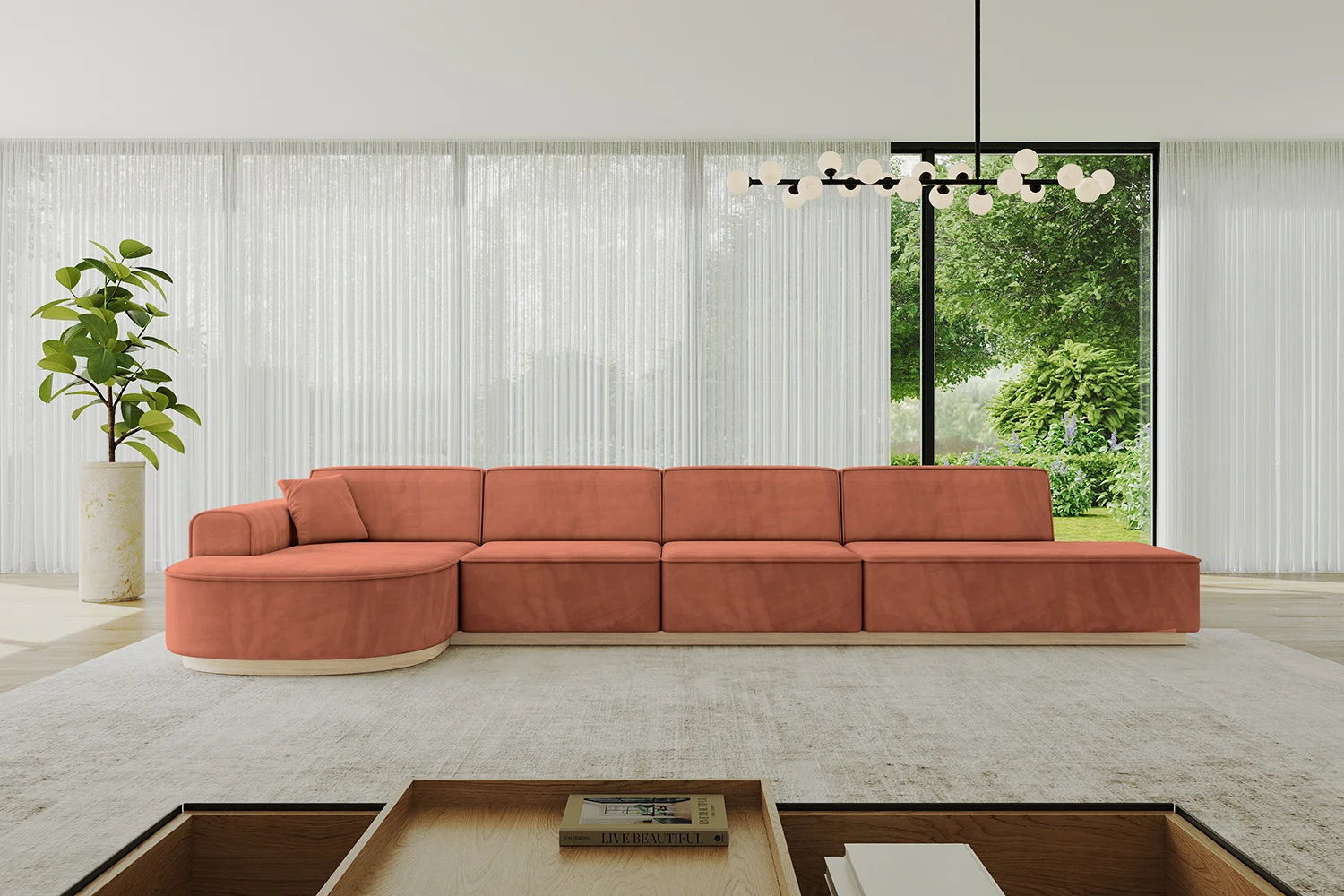 Ecksofa ARRIO-L3 Apricot - Dream Velvet 202.07