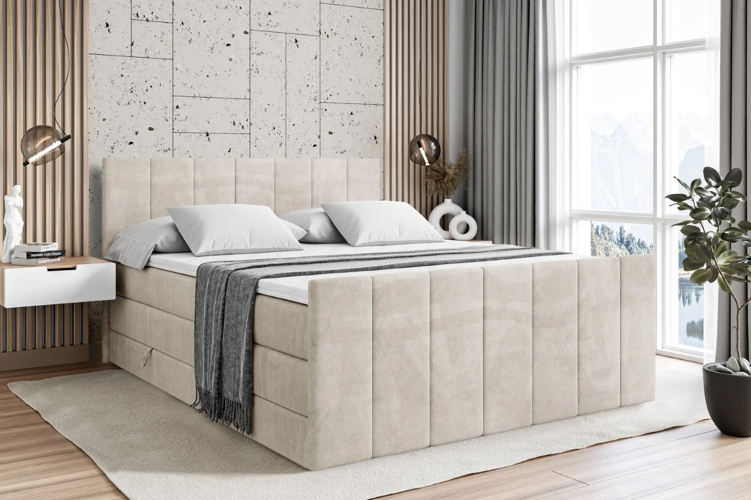 Boxspringbett MOETI-Z KING Beige - Casablanca 2301 120x200 cm