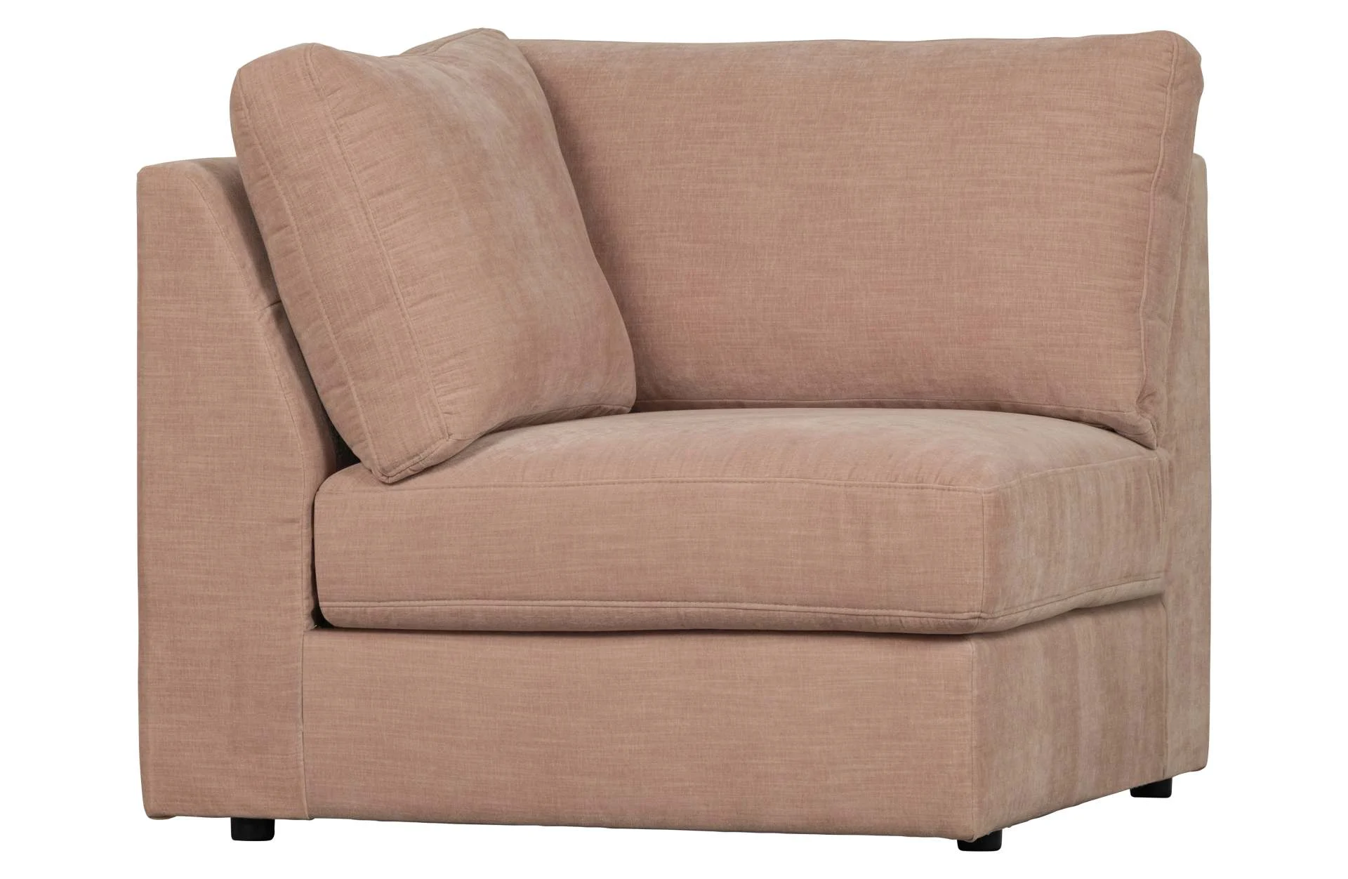 Modulsofa Family Eck-Element, weicher Webstoff, modern und flexibel, rosa, einfach verbindbar