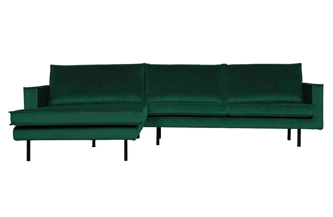 Ecksofa Rodeo Chaiselongue Samt, modern, links, grün, elegantes Design für 3–4 Personen - Woood