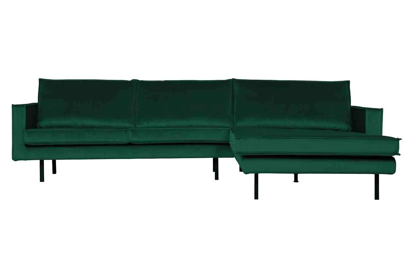 Ecksofa Rodeo Chaiselongue Samt, modern und bequem, grün, rechts, weiches Polster - Woood
