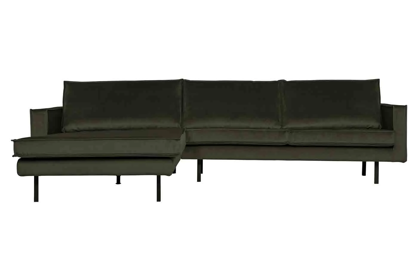 Ecksofa Rodeo Chaiselongue aus Samt, modern und bequem, links, dunkelgrün, elegantes Design - Woood