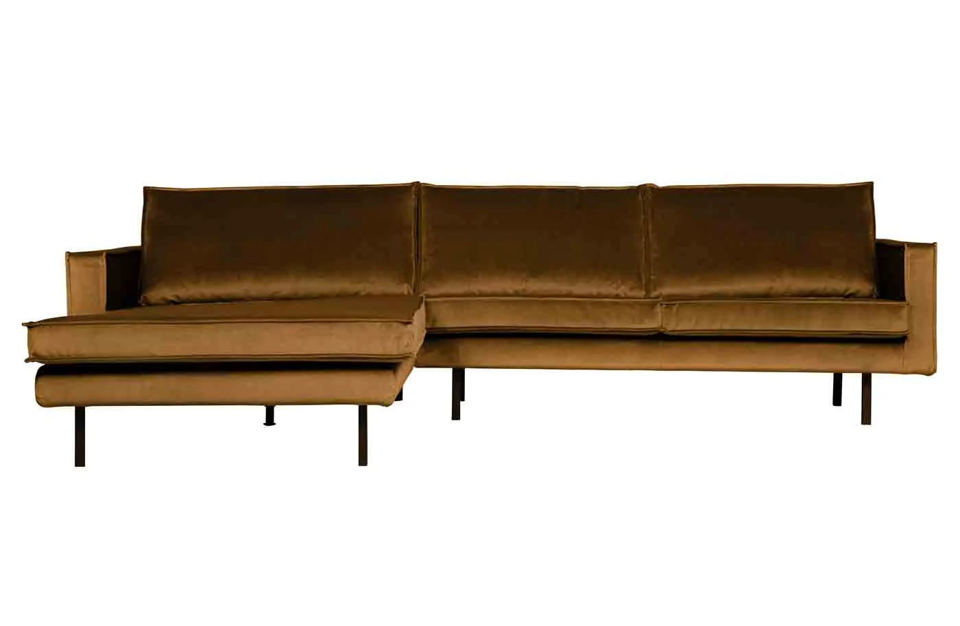 Ecksofa Rodeo Chaiselongue Samt, modern, links, honiggelb, weiche Polster, elegantes Design - Woood