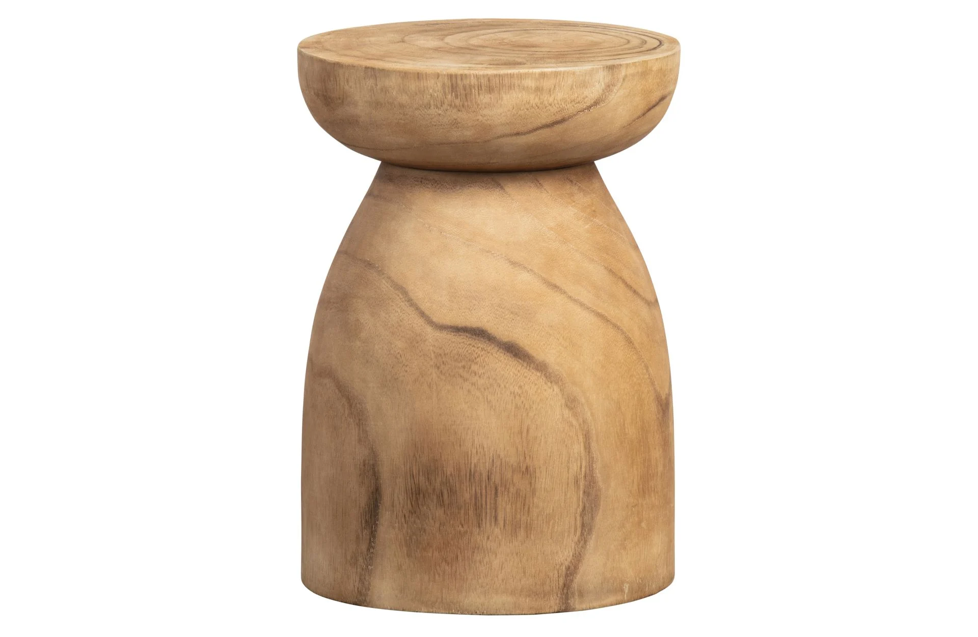Hocker Bink aus Paulowniaholz, skandinavisches Design, naturfarben, rund, für Indoor - Woood