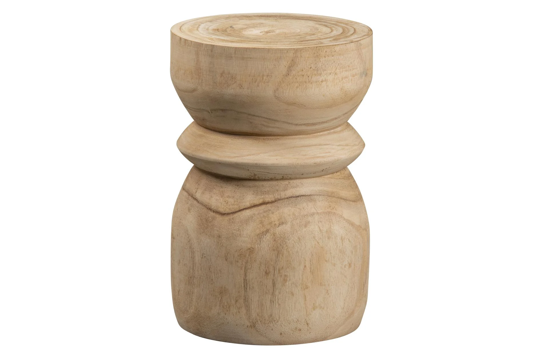 Hocker Bikkel aus Paulowniaholz, skandinavischer Stil, rund, natur, robust und vielseitig - Woood