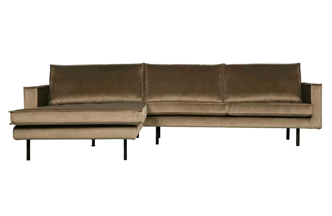 Ecksofa Rodeo Chaiselongue aus Samt, modern und komfortabel, links, in Taupe - Woood