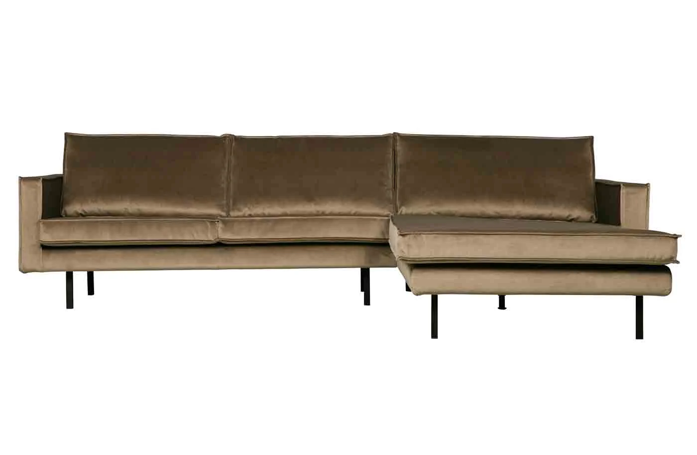 Ecksofa Rodeo Chaiselongue Samt, modern und elegant, rechts, taupe, weiche Polsterung - Woood