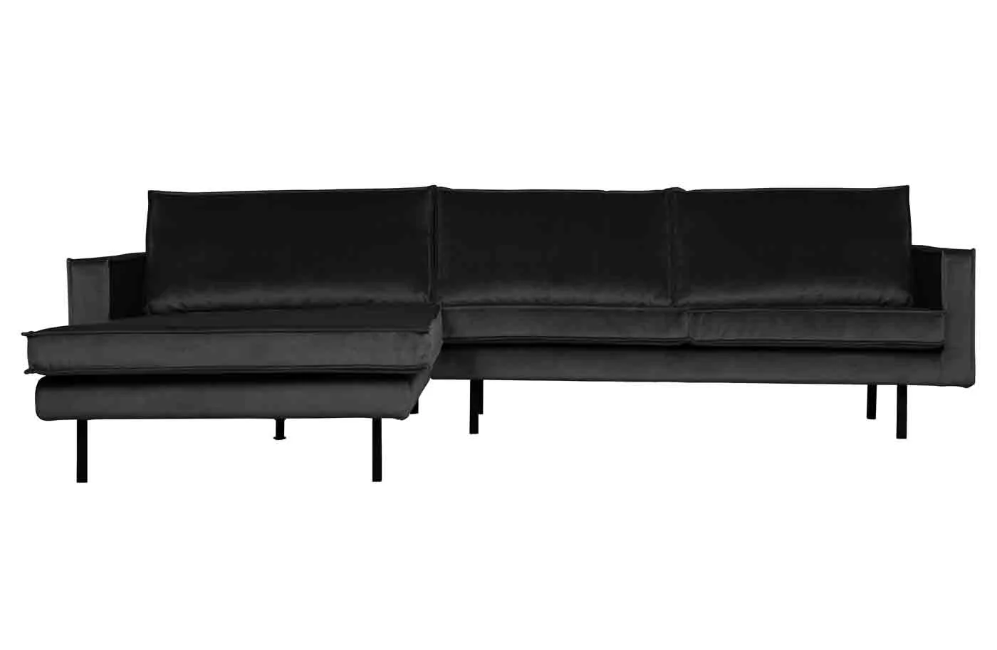 Ecksofa Rodeo Chaiselongue aus Samt, modern, links, anthrazit, gemütlich für 3–4 Personen - Woood