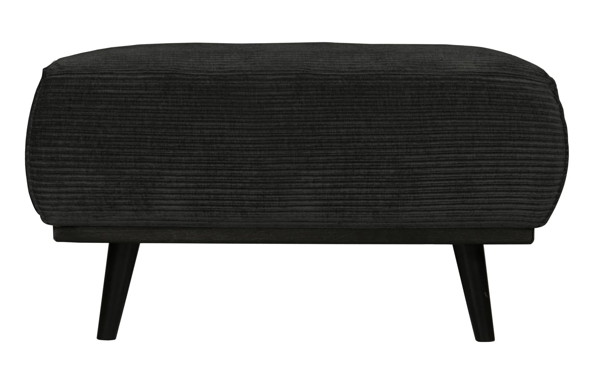 Hocker Statement gewebter Jacquard, modern gepolstert, graphit schwarz, Birkenholzgestell - Woood
