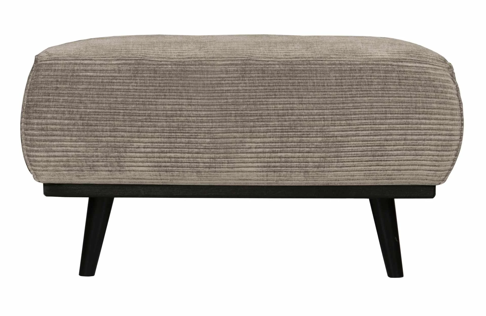 Hocker Statement aus gewebtem Jacquard, modern gepolstert, Beige, Birkenholzgestell, rechteckig - Woood