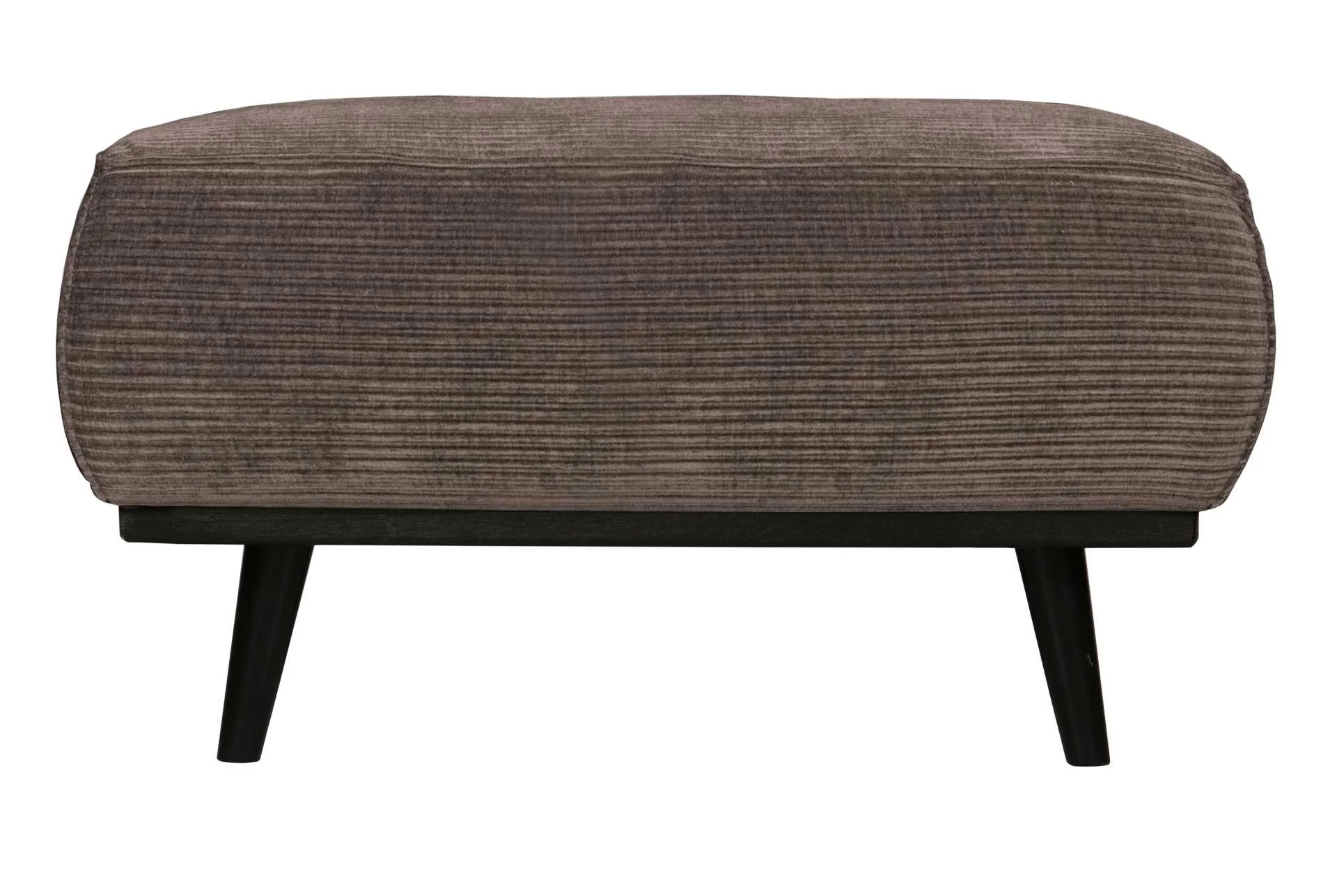 Hocker Statement aus gewebtem Jacquard, modern gepolstert, Taupe, Birkenholz-Gestell