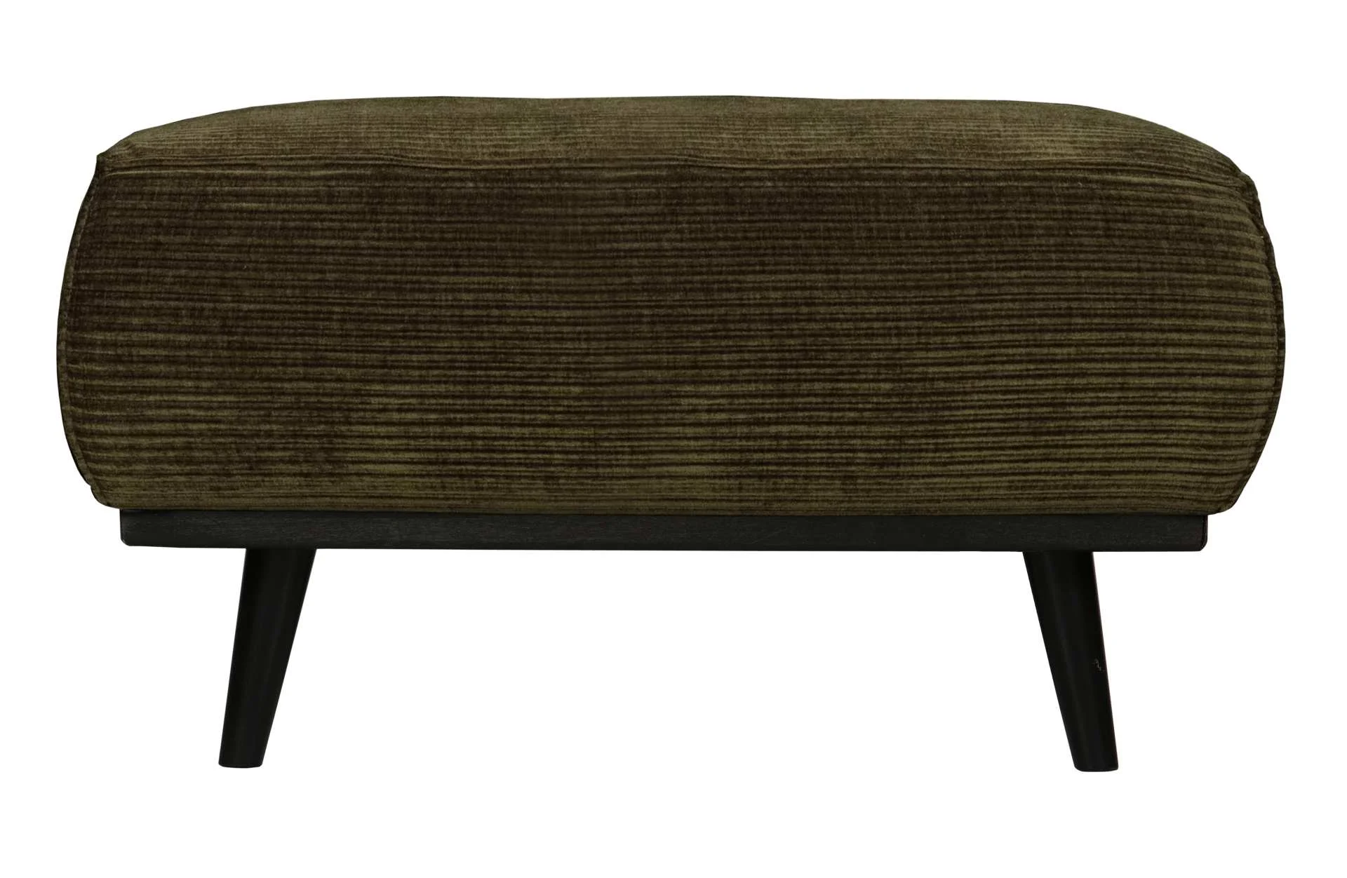 Hocker Statement aus gewebtem Jacquard, modern gepolstert, Olive, Birkenholz-Gestell