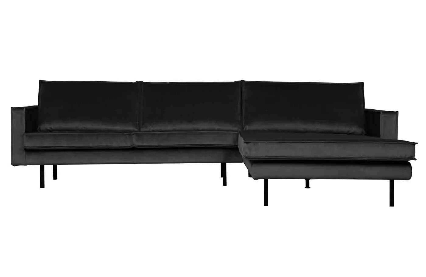 Ecksofa Rodeo Chaiselongue Samt, modern, rechts, anthrazit, eleganter Komfort für Dein Wohnzimmer - Woood