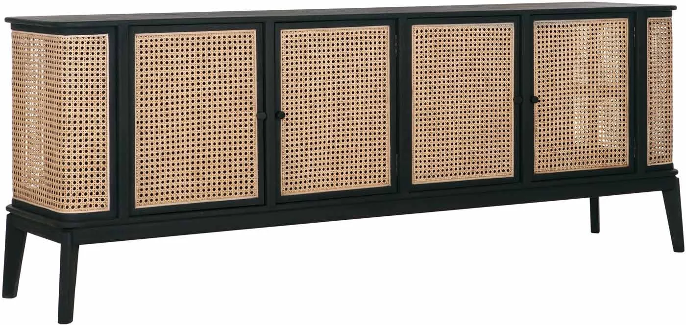 Sideboard Raffles aus Rattan, Retro Chic Design, Mindiholz natur, 213 cm Breite - Must Living