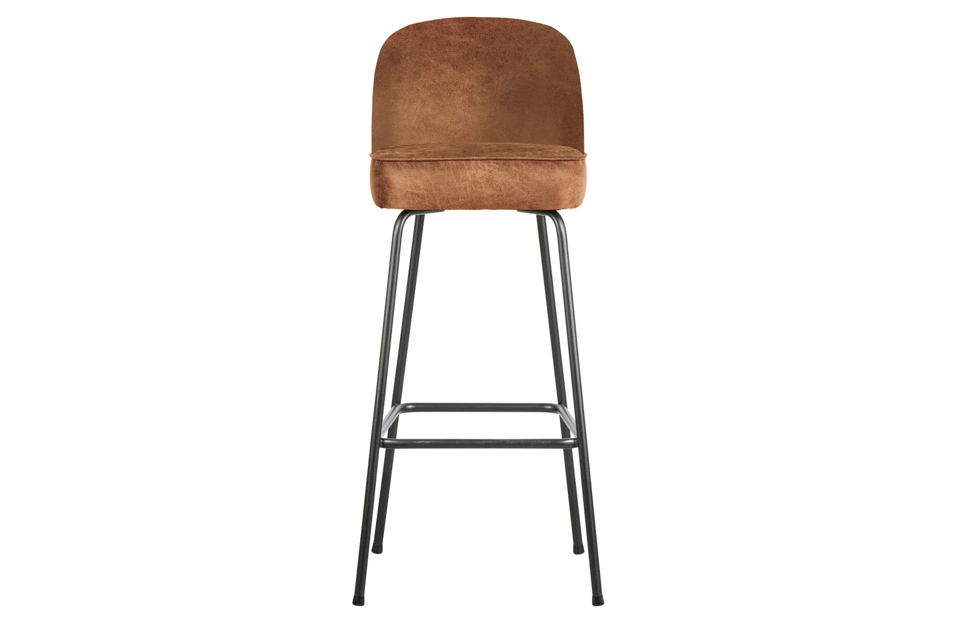 Barhocker Vogue aus Kunstleder, modernes Design, cognacbraun, gepolstert, Metallgestell - Woood