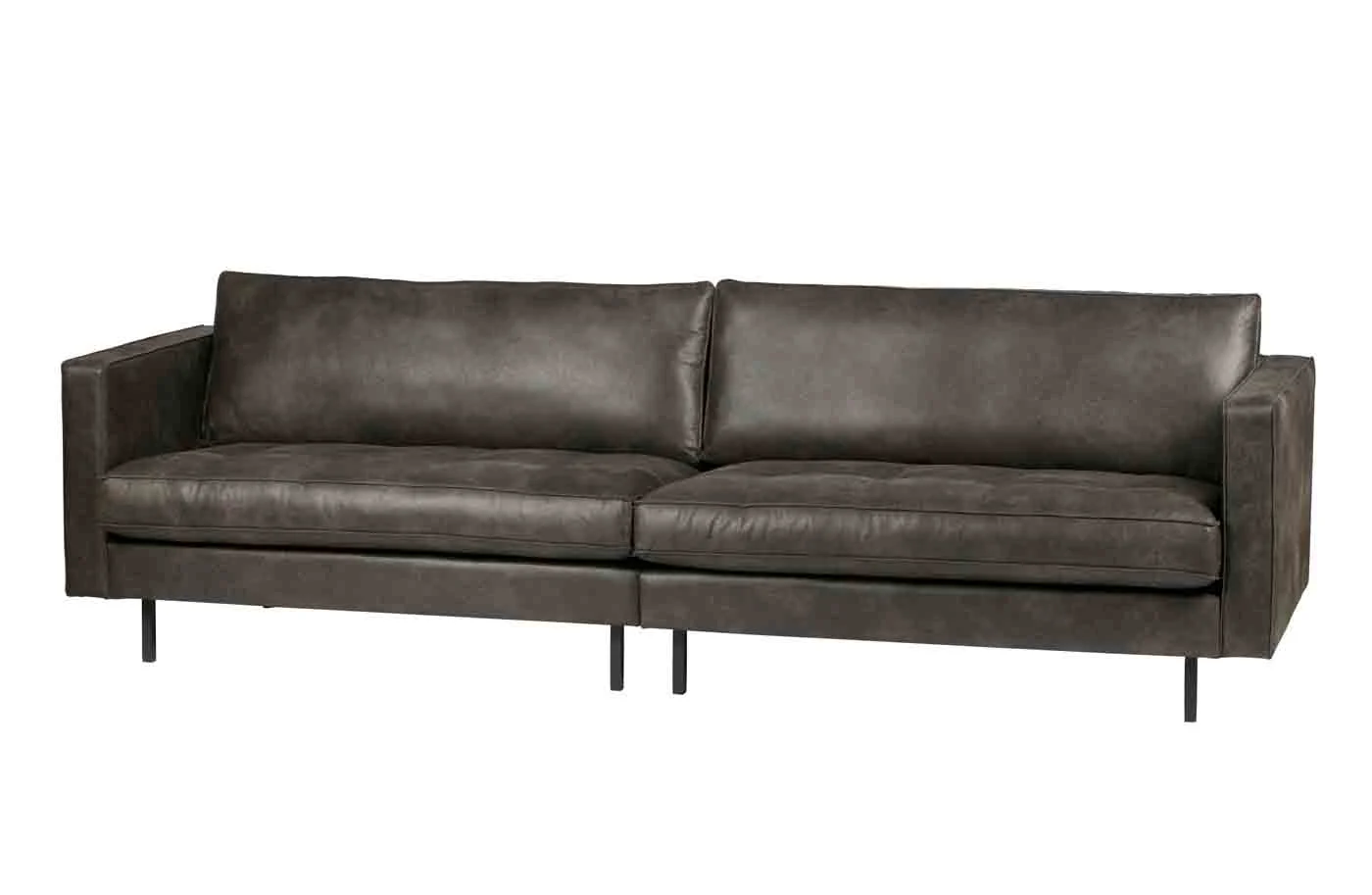 Sofa Rodeo Classic 3 Sitzer Lederoptik, modern klassisch, Schwarz, bequem gepolstert - Woood