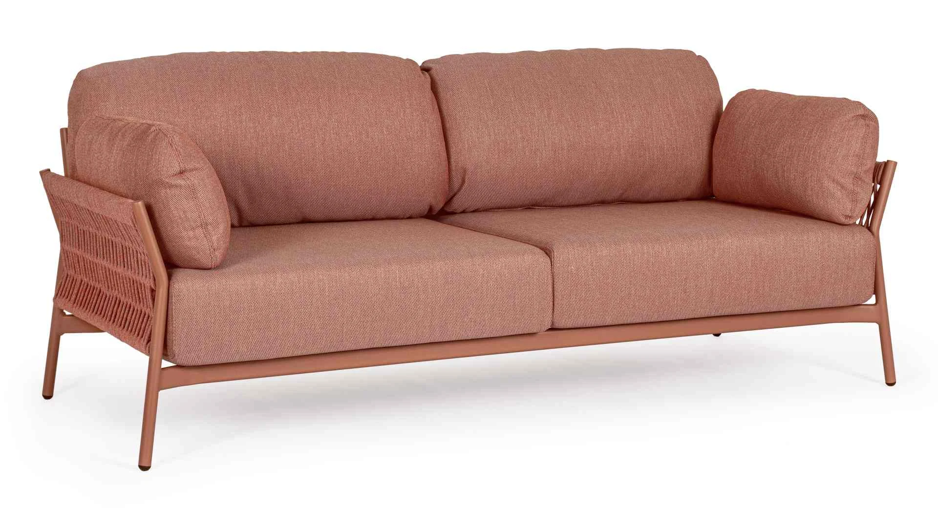 Sofa Pardis aus Aluminium, modernes Outdoor-Design, rot, mit abnehmbaren Olefin-Kissen