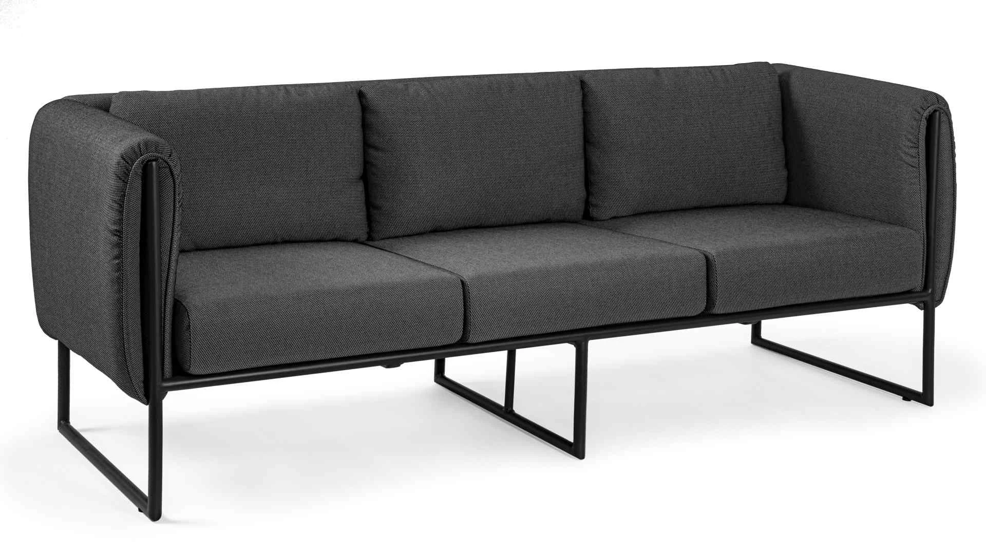 Gartensofa Pixel aus Aluminium, modern, anthrazit, wetterfest gepolstert für 3-4 Personen