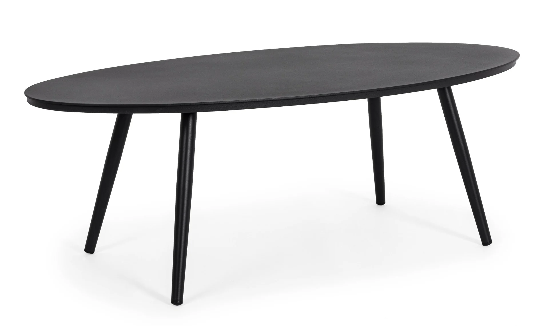 Couchtisch Space aus Aluminium, moderner Outdoor-Stil, schwarz, oval, 119 cm