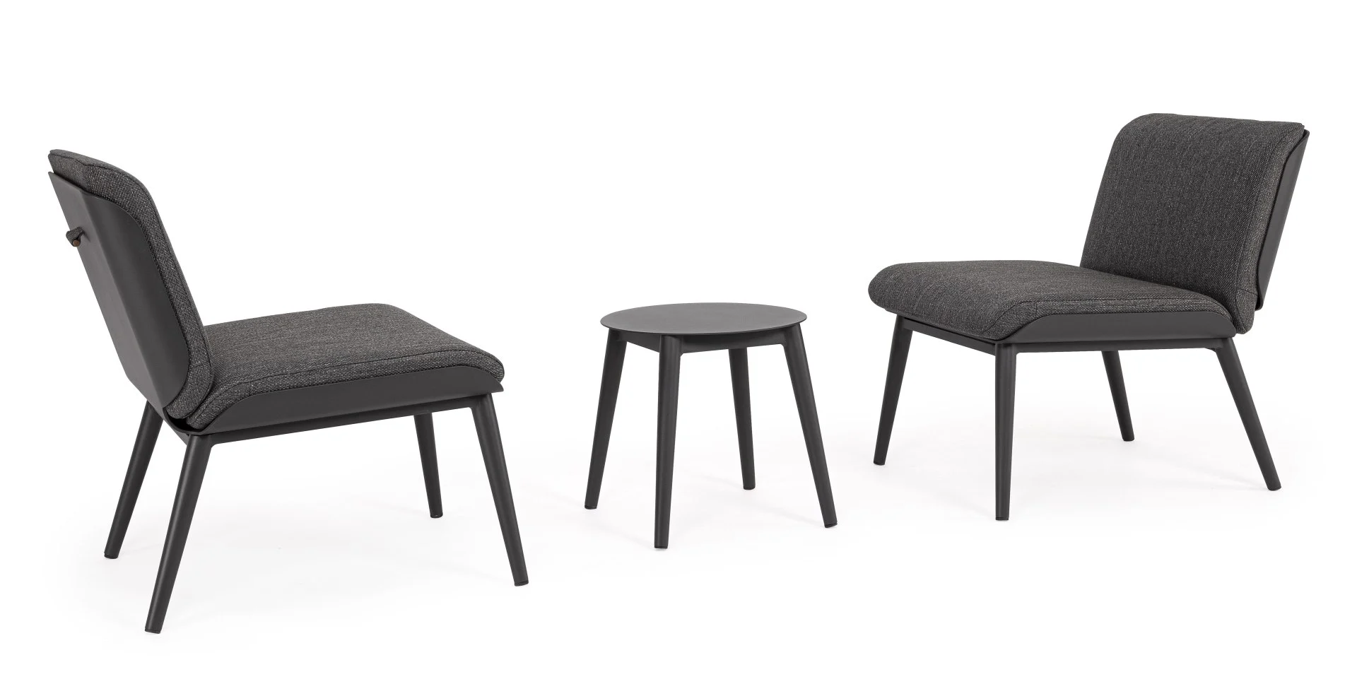 Balkon-Set Isabela aus Aluminium und Teak, modern gepolstert, anthrazit, Outdoor geeignet