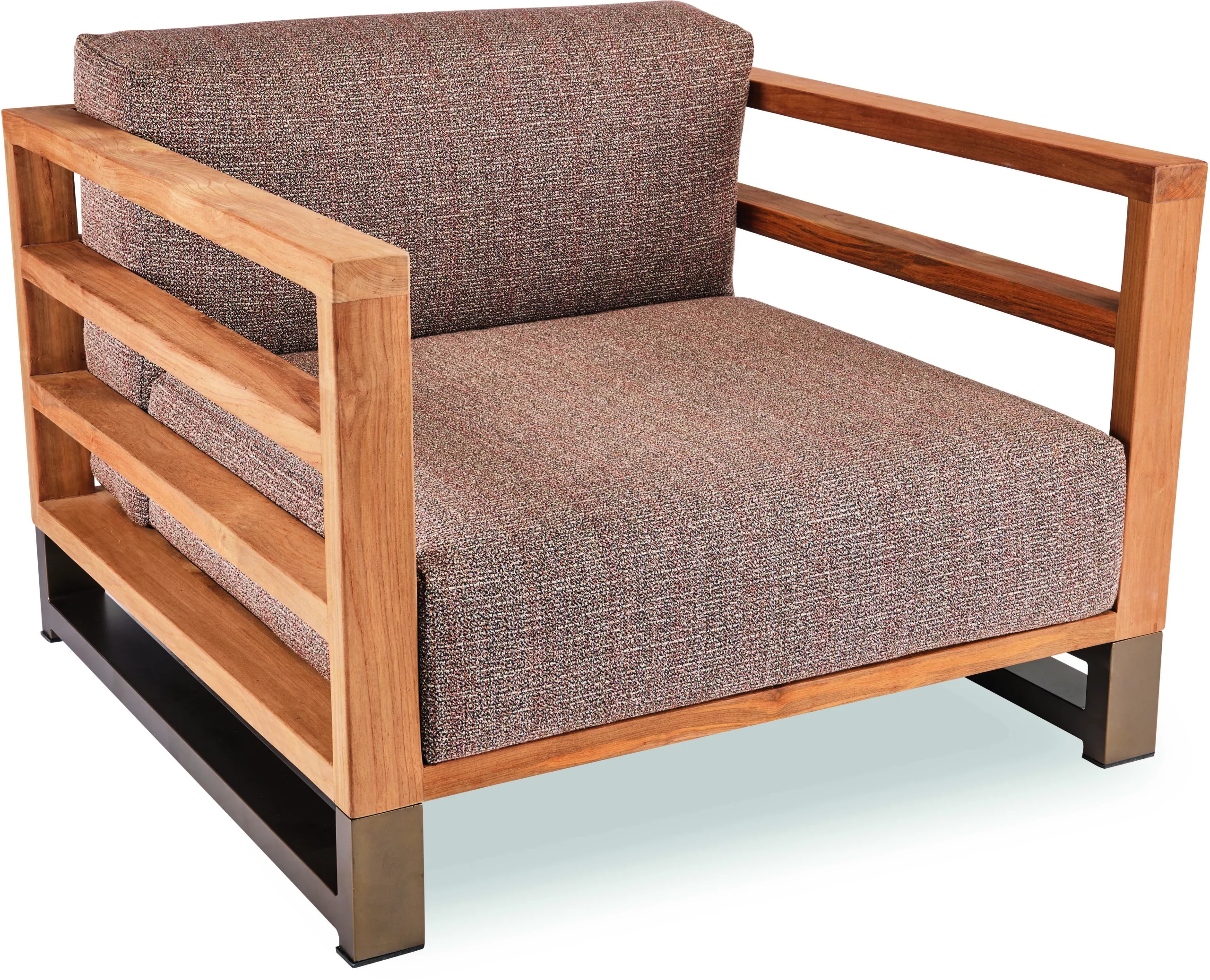 Stern Ära LUC Lounge-Sessel Aluminium/Stoffbezug sand matt/Teak Kissen Mélange rosé
