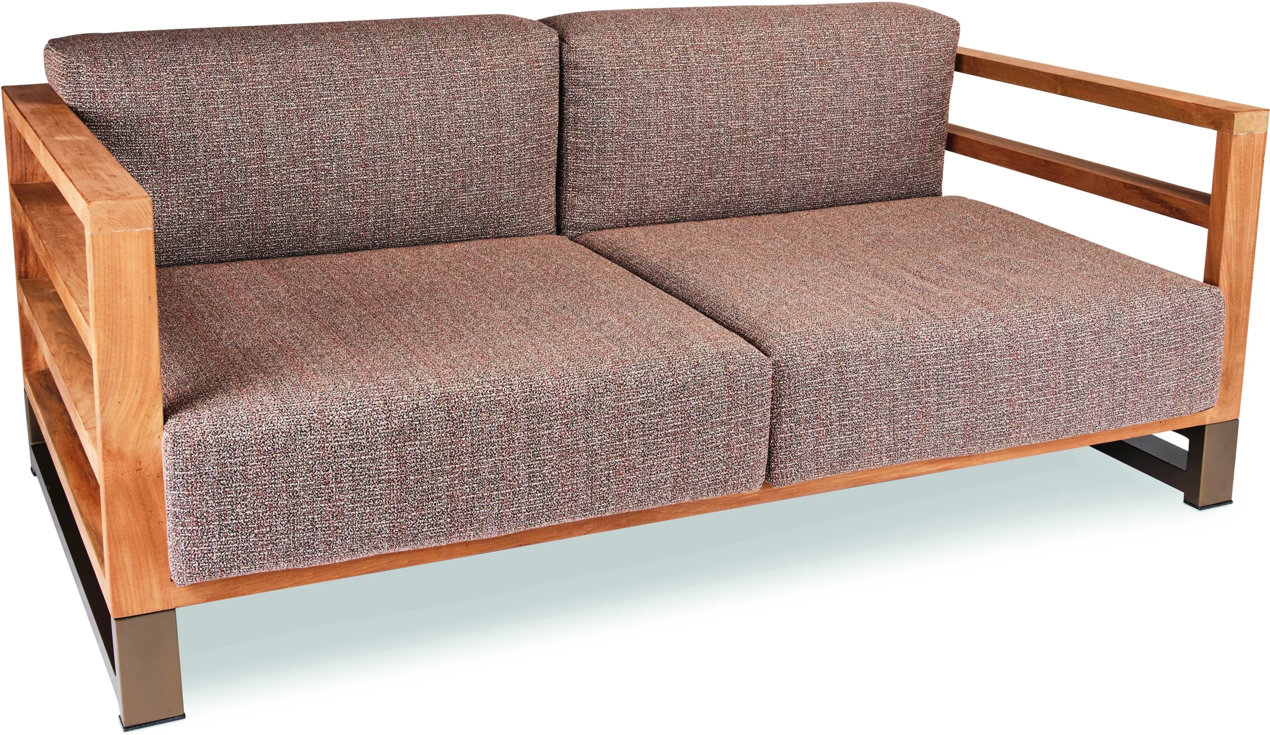 Stern Ära LUC Lounge-Sofa 3-Sitzer Aluminium/Stoffbezug sand matt/Teak Kissen Mélange rosé
