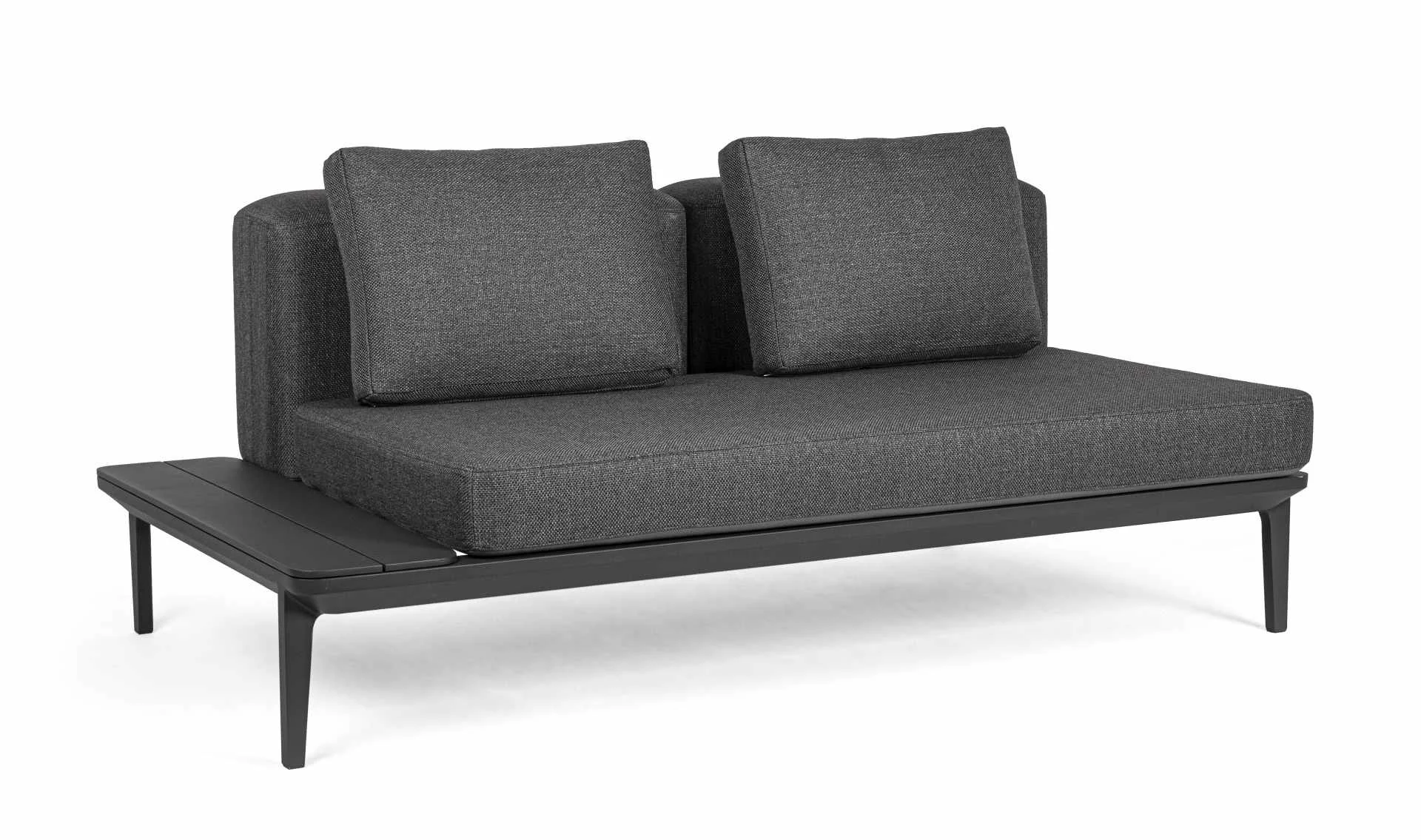 Gartensofa Matrix aus Aluminium, modern gepolstert, Anthrazit Sand, 2-3 Sitzplätze