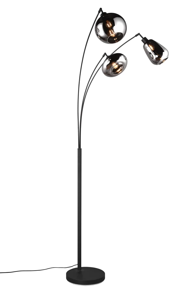 Trio Lumina Stehleuchte Metall/Glas Schwarz matt/Chrom 3 Fassungen
