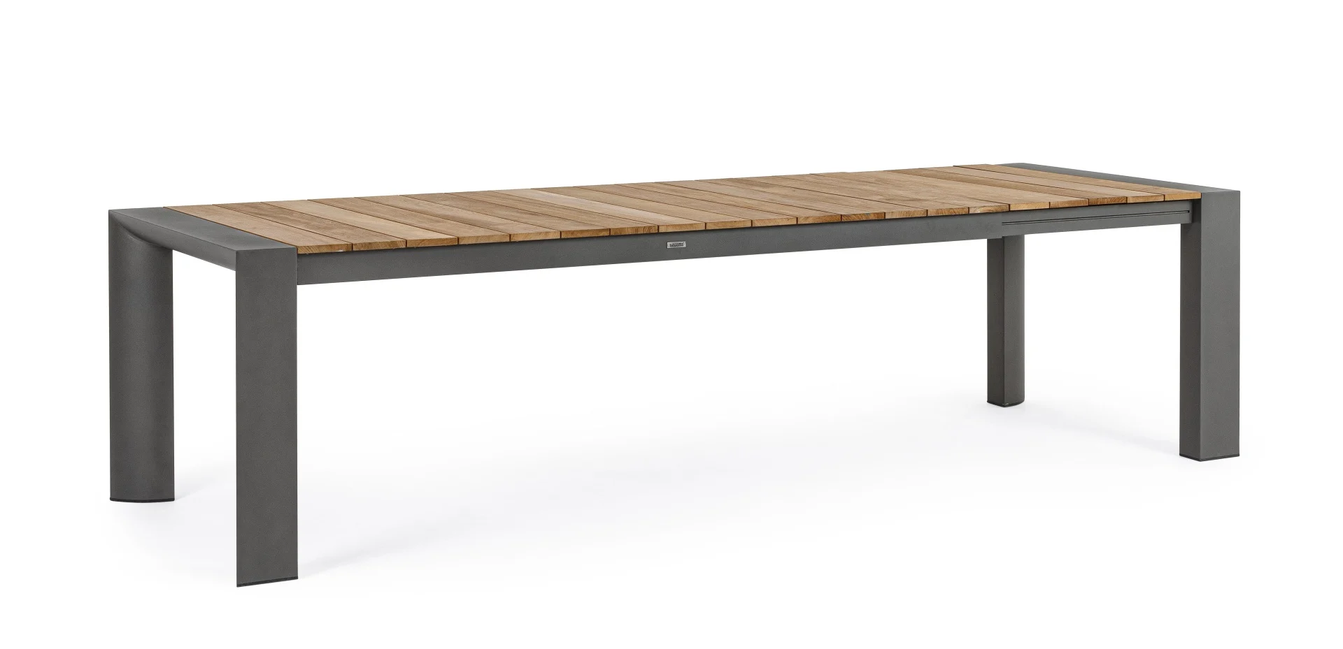 Gartentisch Cameron aus Teakholz und Aluminium, modern, ausziehbar für 10–12 Personen, anthrazit - Bizzotto