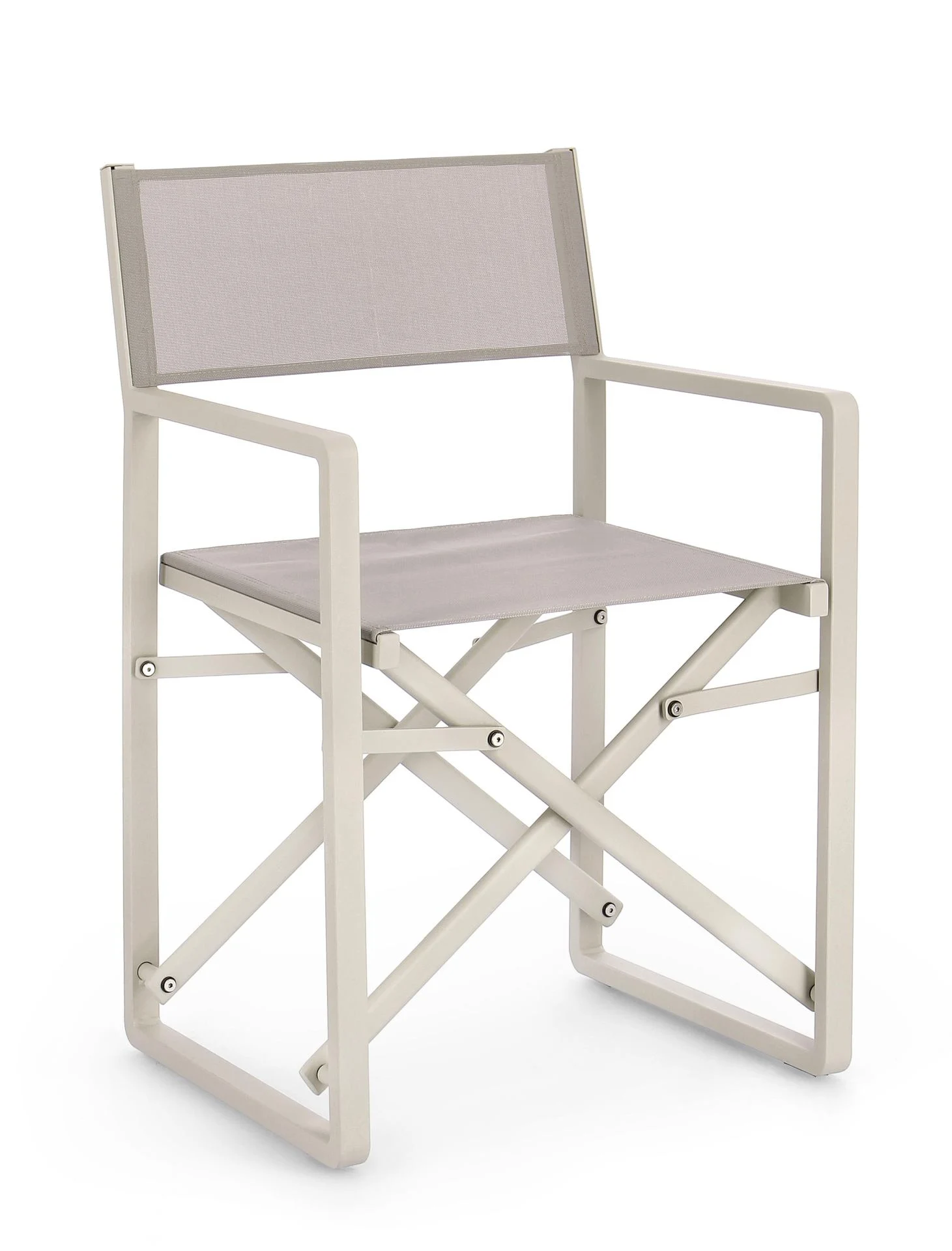 Regiestuhl Konnor aus Aluminium, modern klappbar, Beige Taupe, leicht und pflegeleicht - Bizzotto