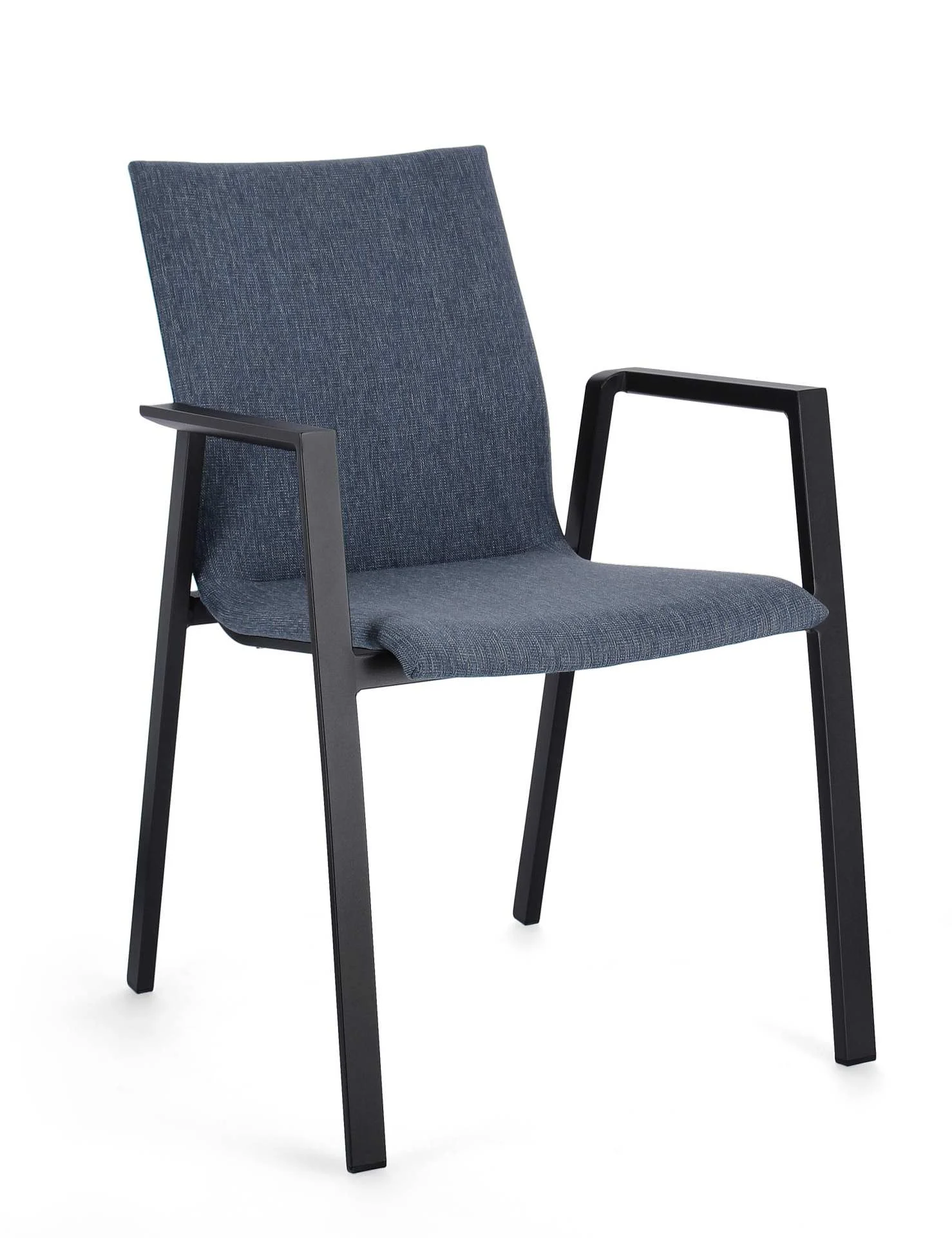 Gartenstuhl Odeon aus Aluminium, modern gepolstert, Anthrazit Denim, stapelbar, pflegeleicht - Bizzotto