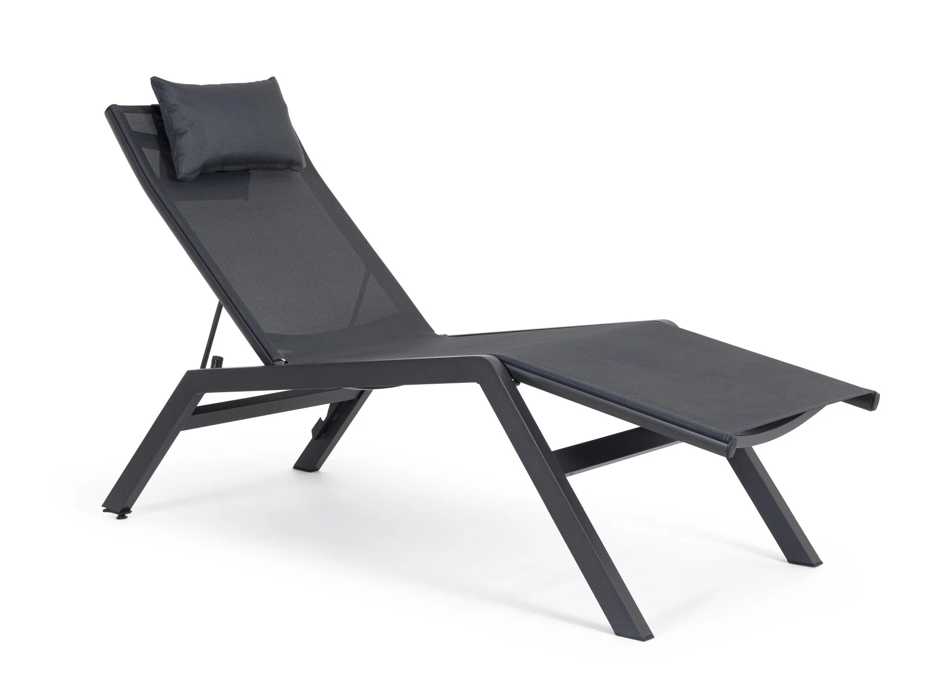 Gartenliege Sonnenliege Krion aus Aluminium, modern, verstellbar, anthrazit, mit gepolsterter Kopfstütze - Bizzotto