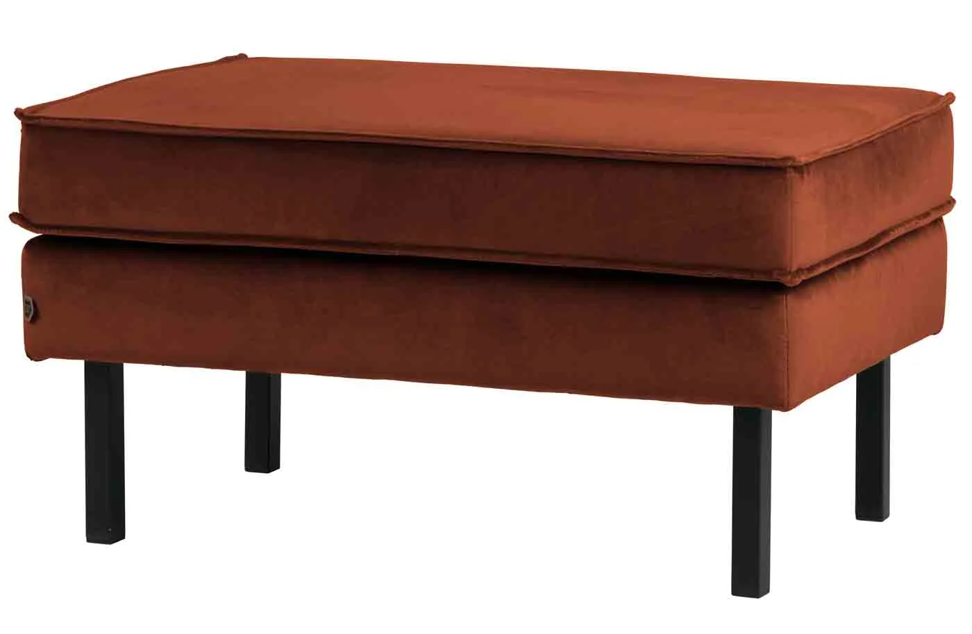 Hocker Rodeo Samt, modernes Design, rost, weich gepolstert, Metallgestell schwarz - Woood