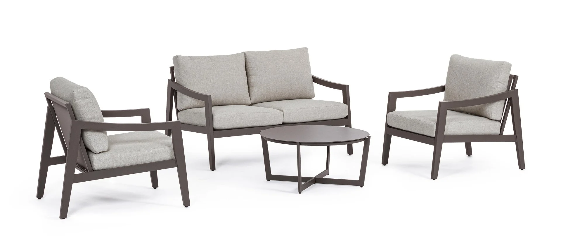 Gartenlounge Sirenus 4er-Set Aluminium modern gepolstert, Outdoor, braun coffee, abziehbare Kissen