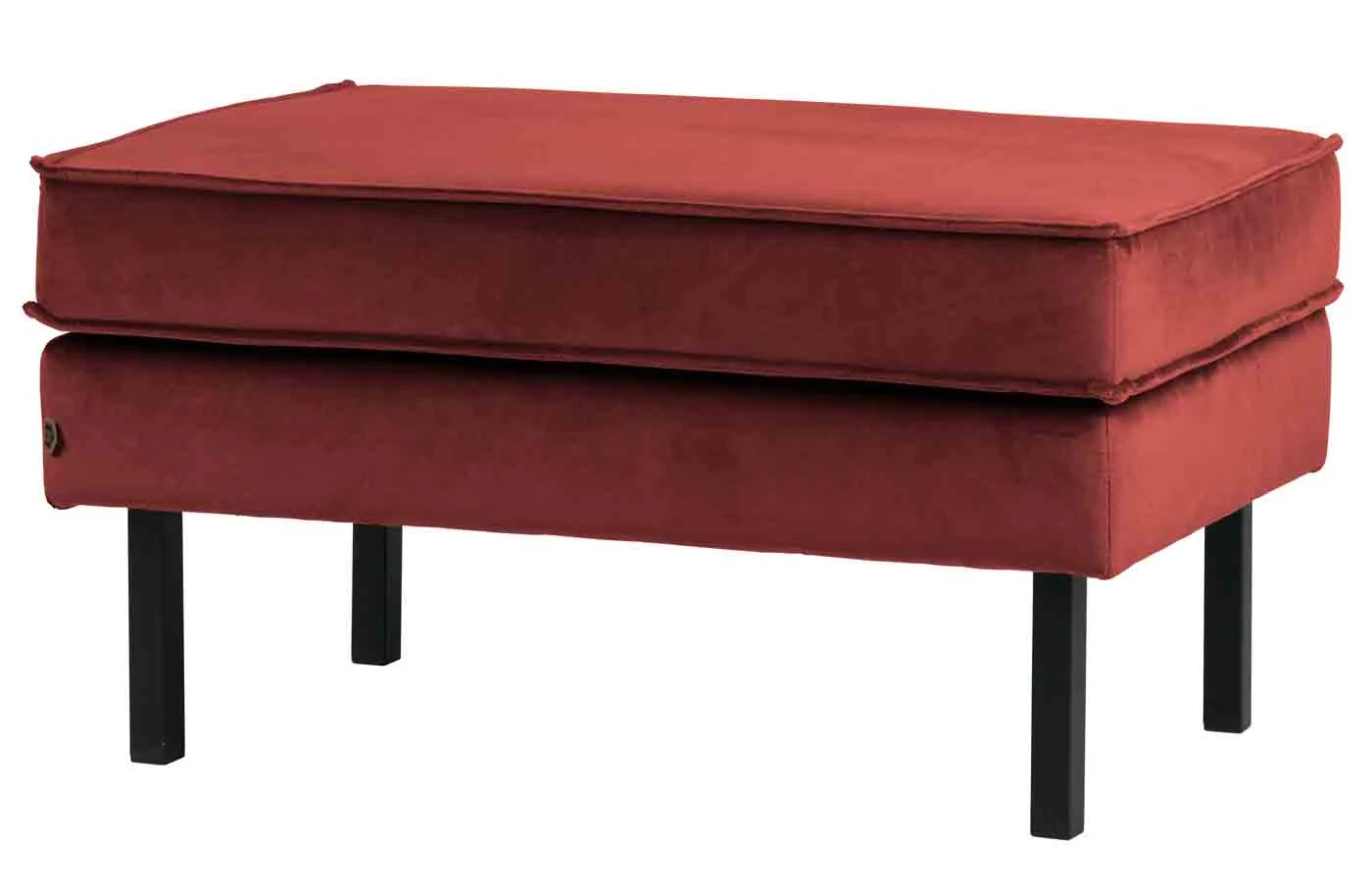 Hocker Rodeo aus Samt, modern und gepolstert, rot kastanien-rot, stabiles Metallgestell