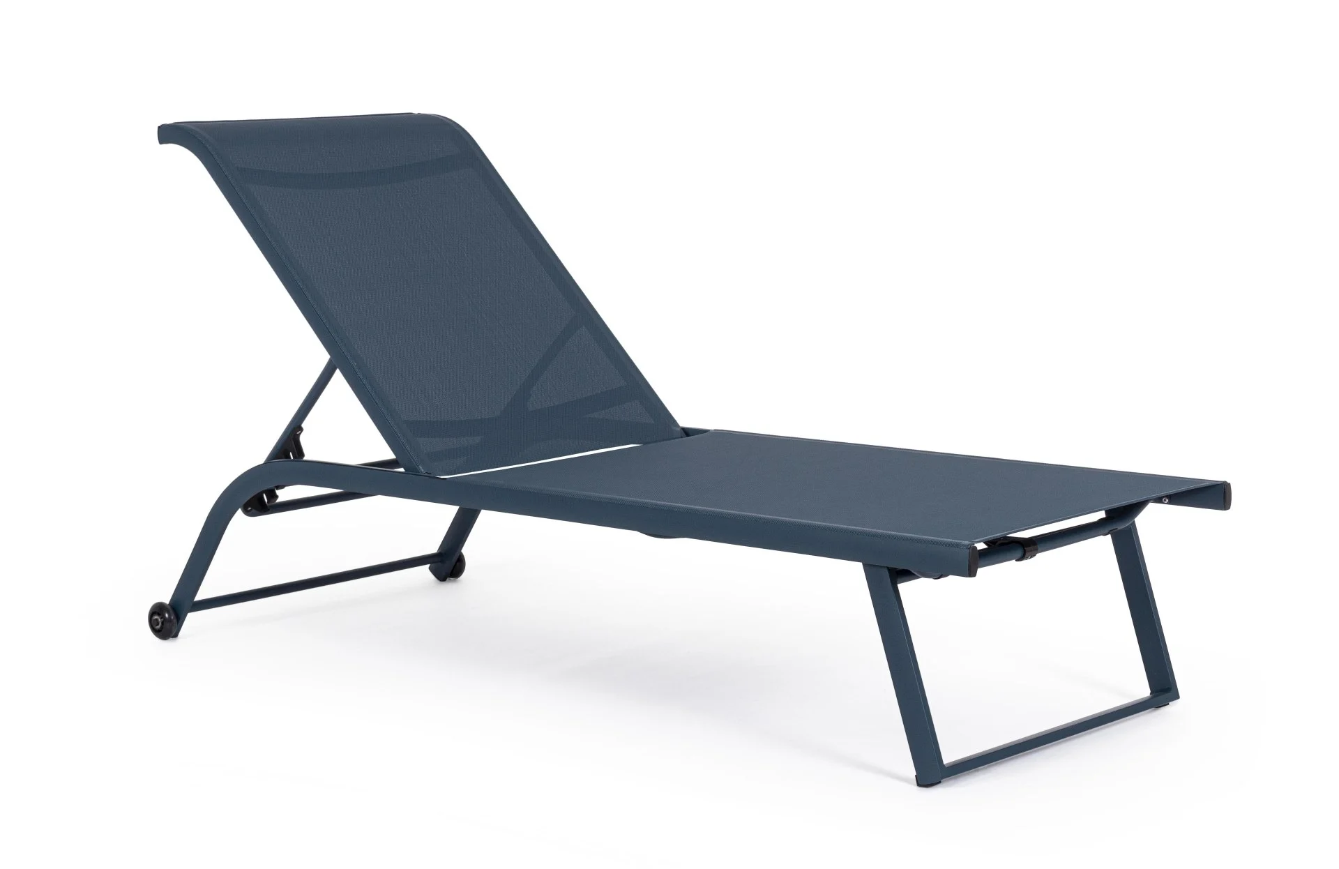 Gartenliege Taylor 2er-Set Aluminium modern, verstellbar mit Rollen, navyblau