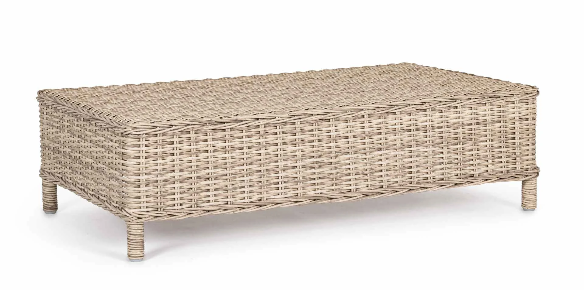 Gartencouchtisch Aditya New aus Kunstfaser-Geflecht, skandinavischer Stil, natur, rechteckig