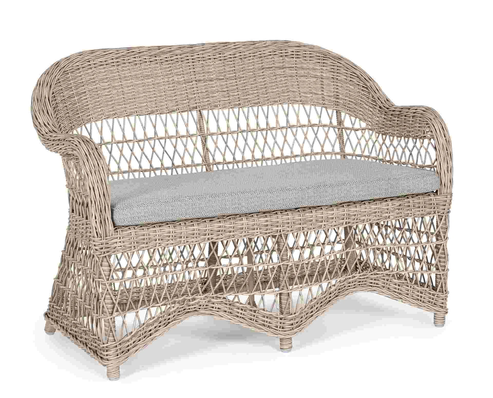 Gartensofa Jupiter aus Aluminium-Geflecht, skandinavischer Stil, natur, mit abziehbaren Sunproof Kissen